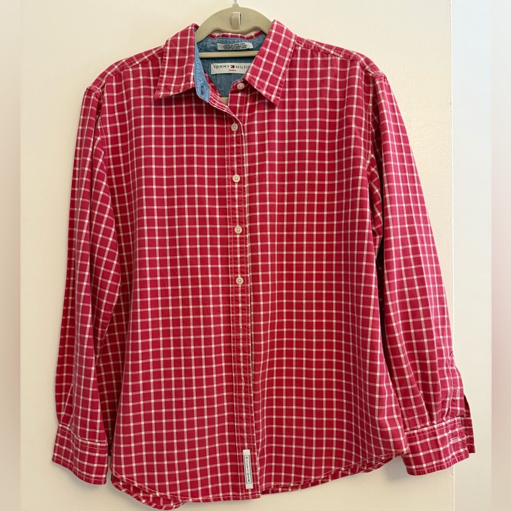 Tommy Hilfiger Red & white Checkered Women's Blouse